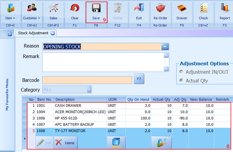 How to import stock quantity by excel MyPoint Marketing IRS POS